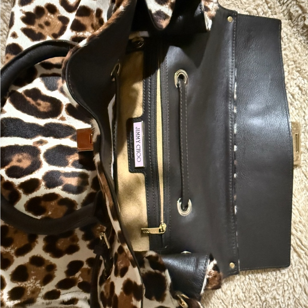 Jimmy Choo Brown and Black Animal Print Shoulder Bag